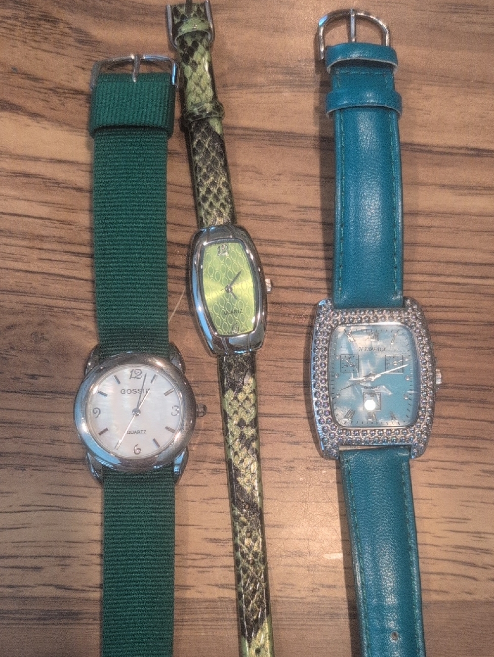 Set of Three Women's Fashion Watches - Green, Lime, Teal